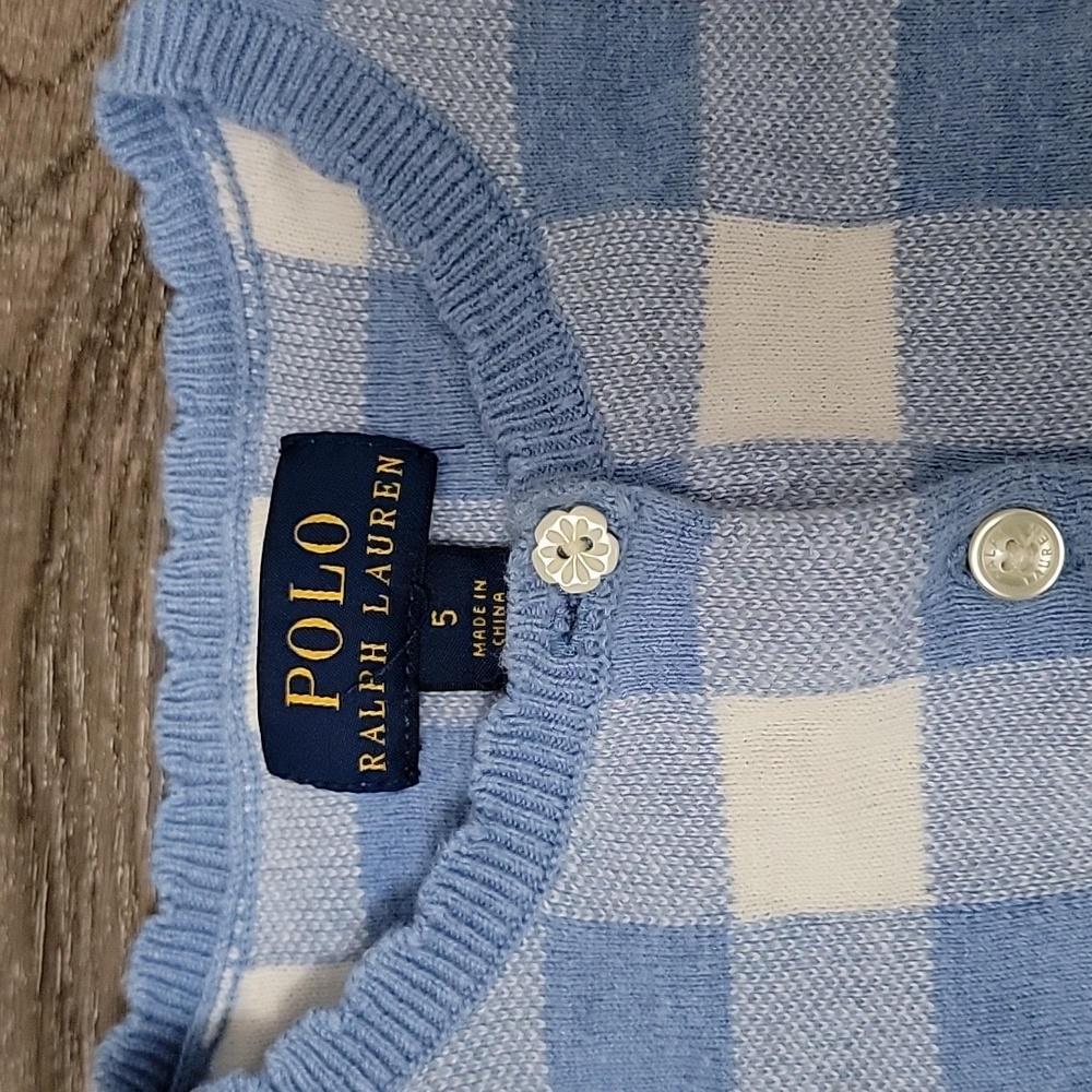 Polo by Ralph Lauren Women's Blue and White Checkered Sweater - Picture 3 of 5